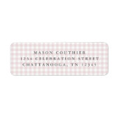Roze Gingham Patroon Retouradres Etiket (Voorkant)