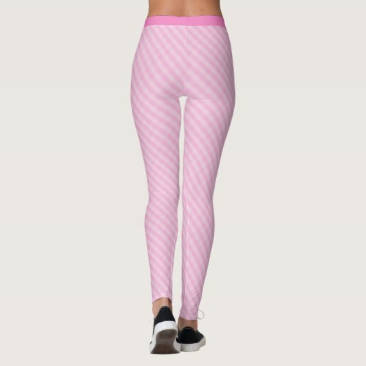 Roze  Gingham Pattern Aangepast Monogram Leggings (Achterkant)
