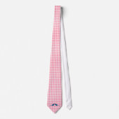 Roze Gingham Pattern Blue Tortelduifjes Grooms Str Stropdas (Voorkant)