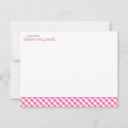 Roze Gingham Pattern Hartelijk dank Notitiekaartje (Voorkant)