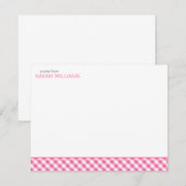Roze Gingham Pattern Hartelijk dank Notitiekaartje (Voorkant / Achterkant)