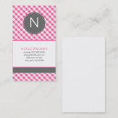 Roze Gingham Pattern Monogram Social Calling Cards Contactkaartje (Voorkant / Achterkant)