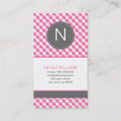 Roze Gingham Pattern Monogram Social Calling Cards Contactkaartje (Voorkant)