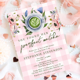 Roze Gingham Perfect Matcha Bruiloft Bridal Shower Kaart