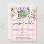 Roze Gingham Perfect Matcha thema Vrijgezellenfees Kaart (Voorkant)