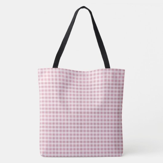 Roze Gingham Persoonlijke Canvas tas (Achterkant)