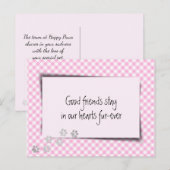 Roze gingham Pet verlies van de dierenarts Briefkaart (Voorkant / Achterkant)