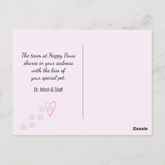 Roze gingham Pet verlies van de dierenarts Briefkaart (Achterkant)