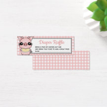 Roze Gingham Piggy Baby shower Luier Raffle