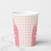 Roze Gingham Plaid Boog Baby Shower  Papieren Bekers (Links)