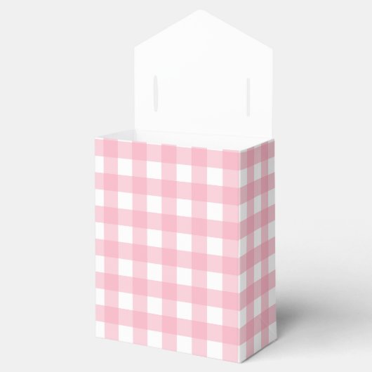 Roze Gingham Plaid Feest Favor Doos Bedankdoosjes (Geopend)