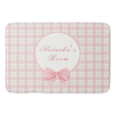 Roze Gingham Plaid Meisje Aangepaste Naam Kinderka Badmat (Voorkant)