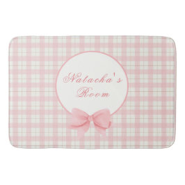 Roze Gingham Plaid Meisje Aangepaste Naam Kinderka Badmat