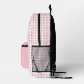 Roze Gingham Plaid Monogram Bedrukte Rugzak (Rechts)