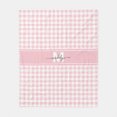 Roze Gingham Plaid Monogram Fleece Deken (Voorkant)