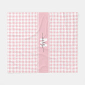 Roze Gingham Plaid Monogram Fleece Deken (Voorkant (Horizontaal))