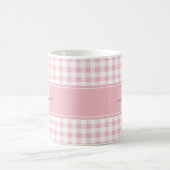 Roze Gingham Plaid Monogram Koffiemok (Center)