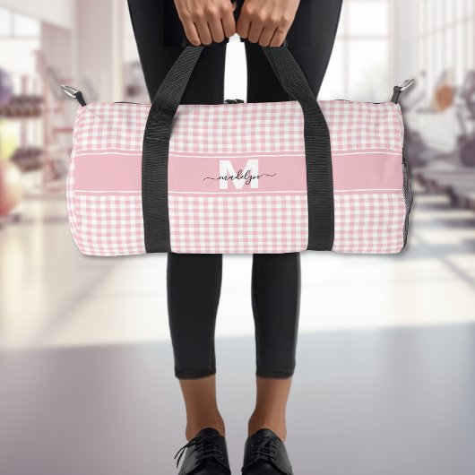 Roze Gingham Plaid Monogram Plunjezak