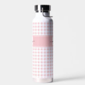 Roze Gingham Plaid Monogram Waterfles (Links)