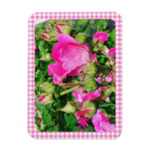 Roze Gingham Plaid Rozen Tuin Foto Magneet (Verticaal)