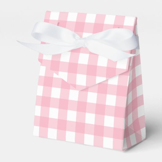 Roze Gingham Plaid Tent Feest Favor Doos Bedankdoosjes (Voorkant Zijde)