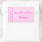 Roze Gingham & Polka Dots Sweets Rechthoekige Sticker (Tas)