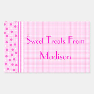 Roze Gingham & Polka Dots Sweets Rechthoekige Sticker
