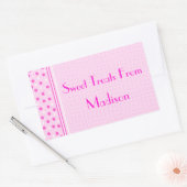 Roze Gingham & Polka Dots Sweets Rechthoekige Sticker (Envelop)