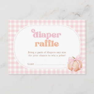 Roze Gingham Pompoen Baby Meisje Luier Raffle Informatiekaartje
