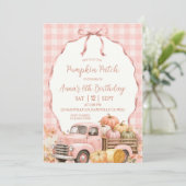 Roze Gingham Pompoenveld Verjaardag Kaart (Staand voorkant)