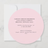 Roze Gingham Pony Baby shower Rond Kaart (Achterkant)