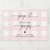 Roze Gingham Pop het als ze Pop voor wijnlabel Sparkling Wijnetiket (Enkel label)