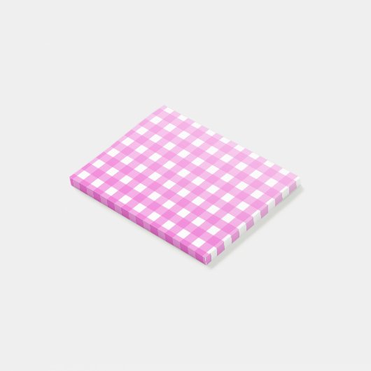 Roze gingham post-it® notes (Schuin)