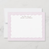 Roze Gingham Preppy Golvende Frame Kraam Kaart (Voorkant)