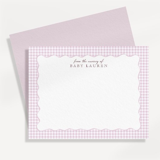 Roze Gingham Preppy Golvende Frame Kraam Kaart