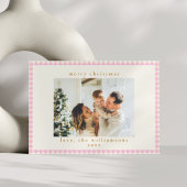  Roze Gingham Pset Aangepaste kerstfoto Feestdagenkaart