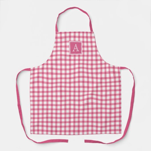 Roze Gingham Pset Checker Minimal Modern Monogram Schort (Voorkant)