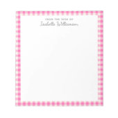 roze Gingham Pset Patroonnaam Notitieblok (Voorkant)