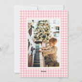 Roze Gingham Pset Portret 2 Kerstmis Feestdagenkaart (Achterkant)