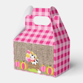 Roze Gingham Pumpkin Patch Farmer Girl's Birthday Bedankdoosjes (Achterkant)