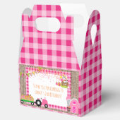 Roze Gingham Pumpkin Patch Farmer Girl's Birthday Bedankdoosjes (Geopend)
