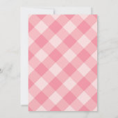 Roze Gingham Puppys Babyfeest Kaart (Achterkant)
