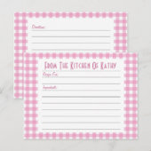 Roze Gingham Recipe Card Briefkaart (Voorkant / Achterkant)