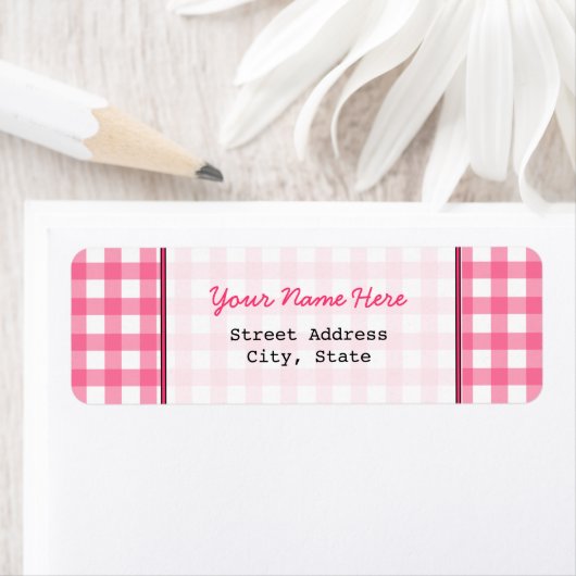Roze Gingham retour adres label (Insitu)