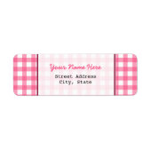 Roze Gingham retour adres label (Voorkant)