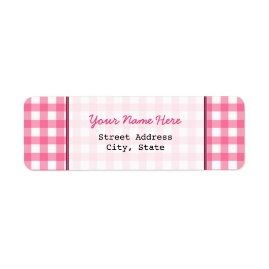 Roze Gingham retour adres label (Voorkant)