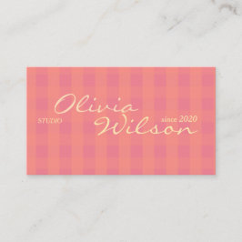 Roze Gingham Retro Studio Calligrafie Zakelijke Ka Visitekaartje