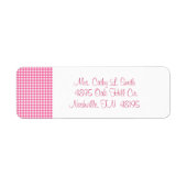 Roze Gingham Return Address Labels (Voorkant)