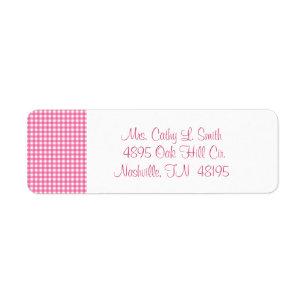 Roze Gingham Return Address Labels