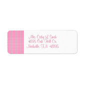 Roze Gingham Return Address Labels (Voorkant)